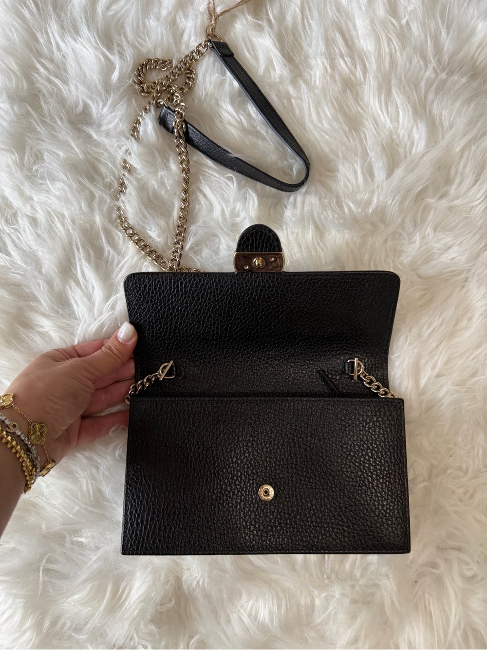 GUCCI INTERLOCKING G WALLET ON CHAIN Grained Leather - Picture 7 of 12